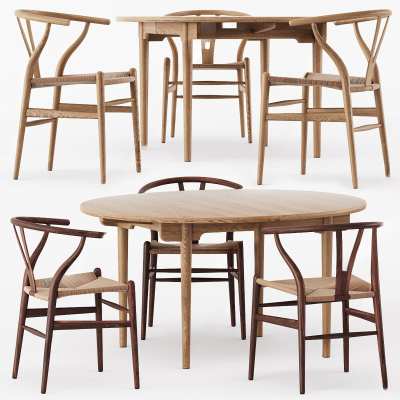 现代餐桌椅组合3D模型下载